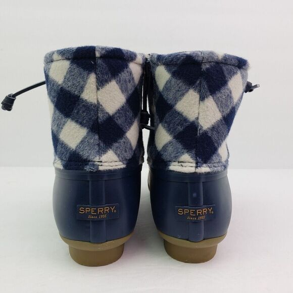 Sperry Top Sider Saltwater Youth Size 6Y Blue Plaid Wool Waterproof Duck Boots - Picture 7 of 13